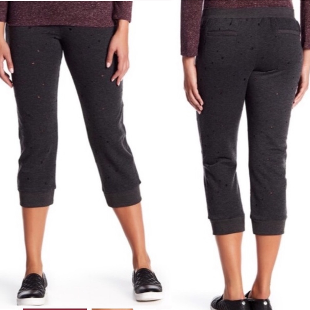David Lerner Joggers  Cropped Distressed Joggers Lace-Up Size Small